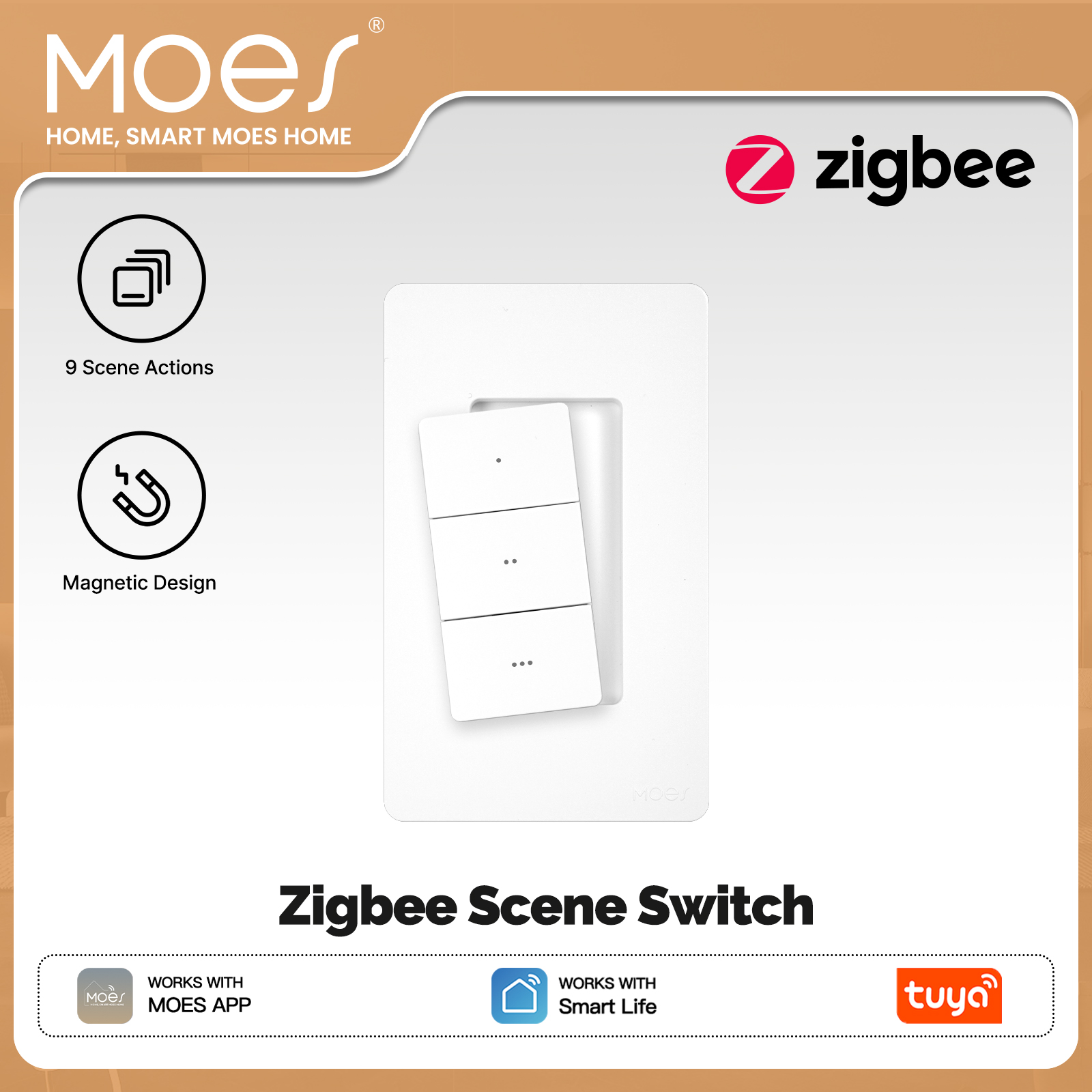 MOES Tuya Zigbee Smart Wireles - огляд і ціна Tuya Smart Switch